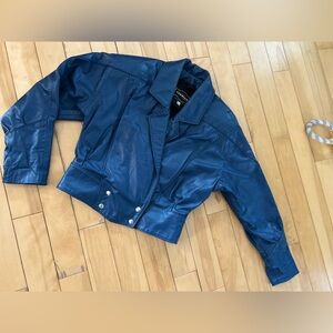 Vintage Blue Stylish Women's Leather Jacket